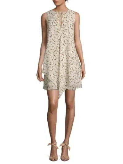 Shop Derek Lam 10 Crosby Floral Lace-up Sleeveless Dress In Cream Multi