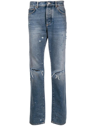 Shop Givenchy Distressed Ripped Knee Jeans