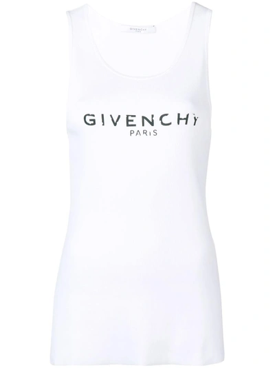 Shop Givenchy Distressed Logo Tank Top