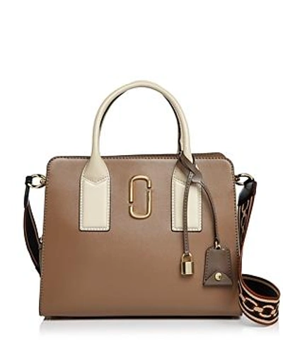 Shop Marc Jacobs Big Shot Color Block Saffiano Leather Satchel In French Gray Multi/gold