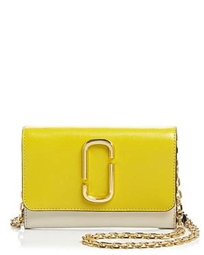 Shop Marc Jacobs Leather Chain Wallet In Sunshine Yellow/gold