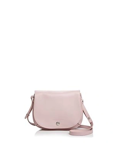 Shop Longchamp Le Foulonne Small Leather Saddle Handbag In Powder Pink/silver