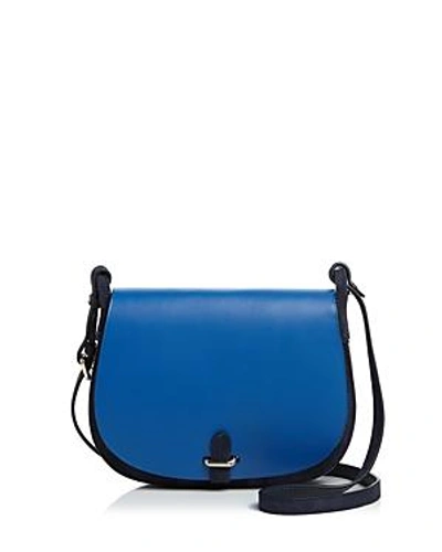 Shop Celine Lefebure Emma Leather & Suede Saddle Bag - 100% Exclusive In Cobalt Navy Blue/gold