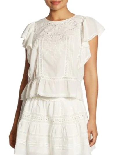 Shop Loveshackfancy Rosemary Cotton Top In Antique White