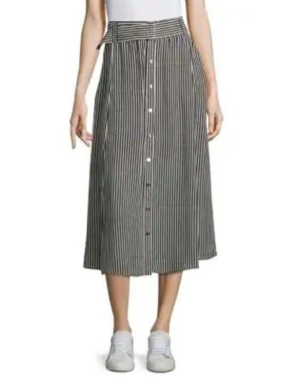 Shop A.l.c Divya Striped Silk Skirt In Black White