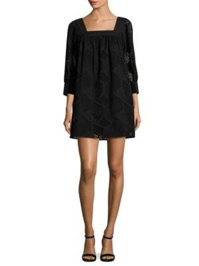 Shop Milly Bow Cotton Eyelet Dress In Black
