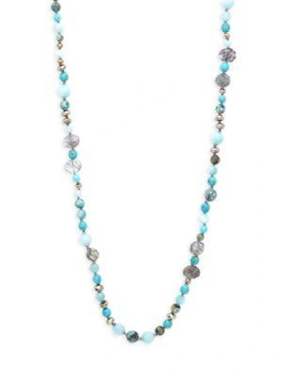 Shop Chan Luu Turquoise And Sterling Silver Long Necklace