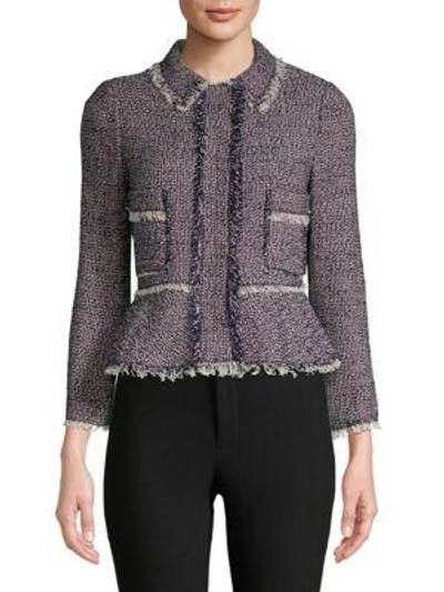 Shop Rebecca Taylor Confetti Tweed Jacket In Dark Navy