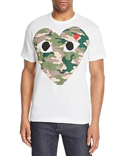 Shop Comme Des Garçons Play Camouflage Heart Graphic Tee In White