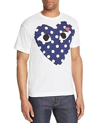 Shop Comme Des Garçons Play Polka-dot Heart Graphic Tee In White