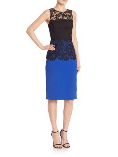 Shop Sachin & Babi Carolina Lace Trim Sheath Dress In Royal Blue