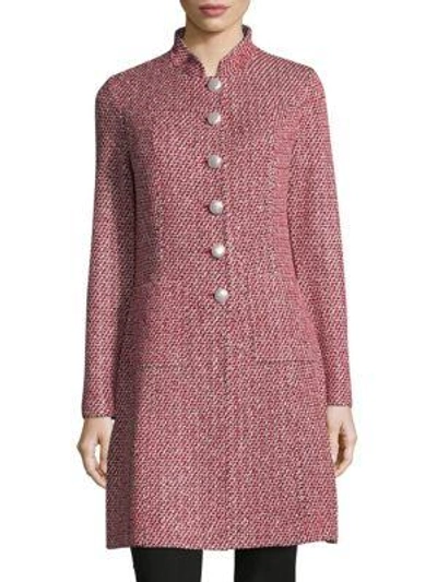 Shop St. John Tweed Knitted Jacket In Red