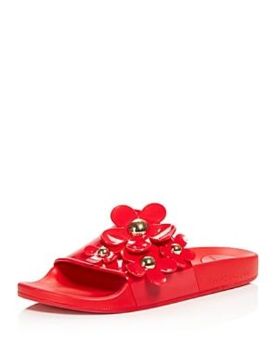 Shop Marc Jacobs Women's Daisy Aqua Slide Sandals In Red
