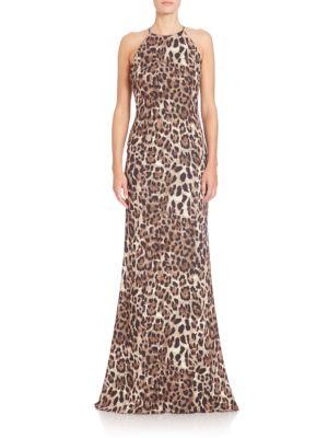 badgley mischka leopard dress