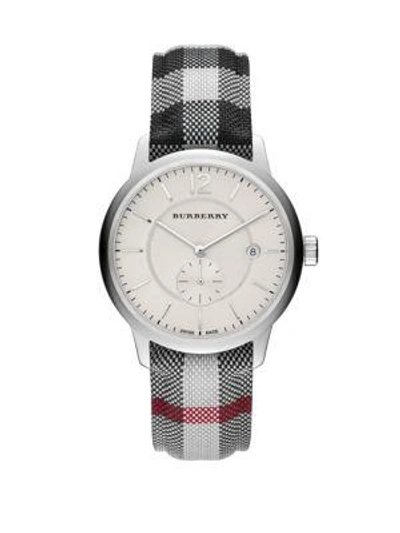 Shop Burberry Round Stainless Steel Watch In Silver Multi