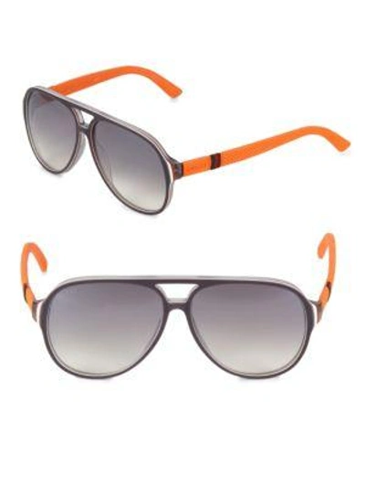 Shop Gucci Gradient Aviator Sunglasses In Orange