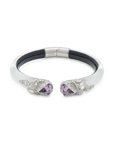 Shop Alexis Bittar Crystal & Lucite Bangle Bracelet In Silver