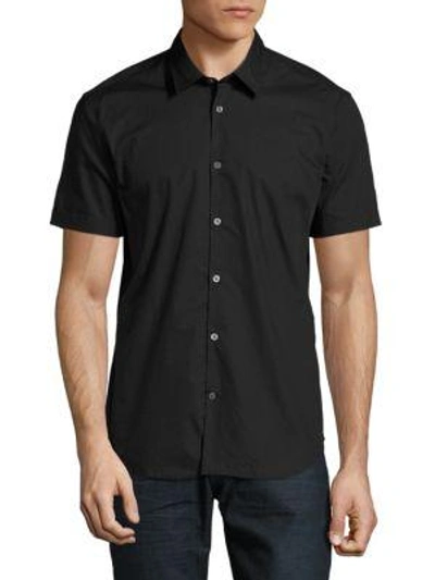 Shop John Varvatos Modern Fit Short Sleeve Button-up Shirt In Black