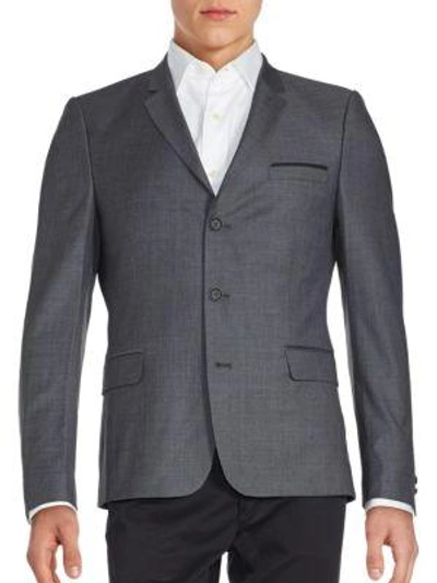 Shop The Kooples Brushed Three-button Wool Jacket In Grey