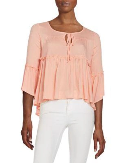 Shop Romeo & Juliet Couture Bell Sleeve Babydoll Top In Blush