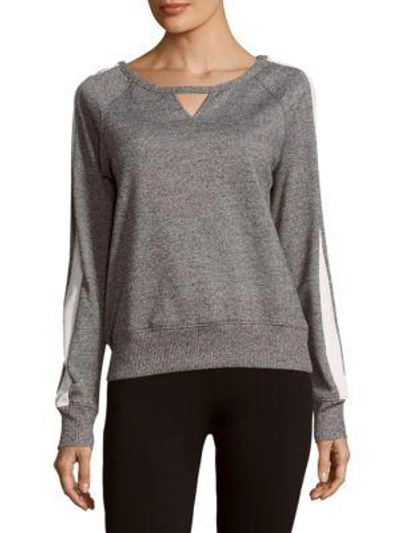 Shop X By Gottex Boatneck Cotton-blend Pullover In Heather Grey