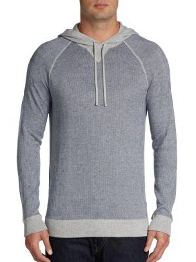 Shop Vince Striped Pullover Hoodie In Blue