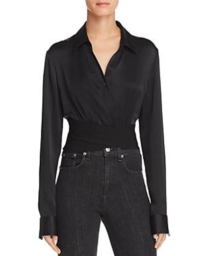 Shop Alexander Wang T Alexanderwang.t Silk Charmeuse Wrap Top In Black