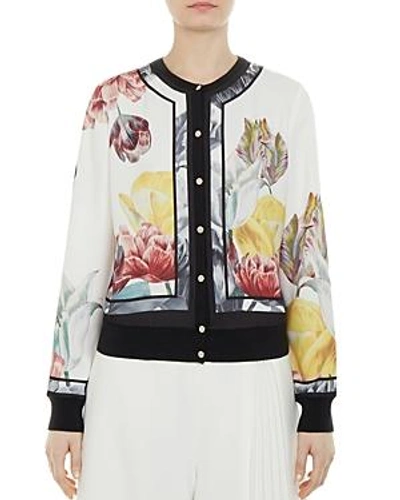 Shop Ted Baker Olyviaa Tranquility Bomber Jacket In White