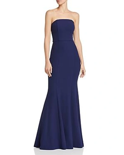 Shop Bariano Moonstone Convertible Strapless Crepe Mermaid Gown In Navy