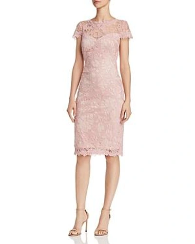 Shop Tadashi Petites Tadashi Shoji Petites Embroidered Lace Sheath Dress In Rose/quartz