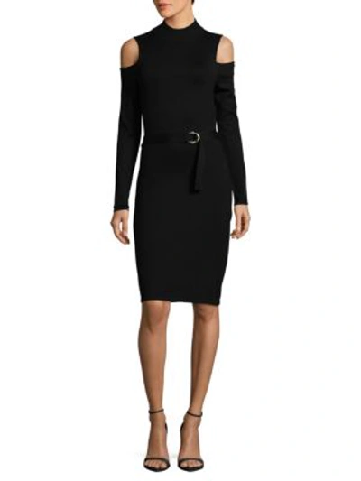 Shop Calvin Klein Cold-shoulder Dress In Black