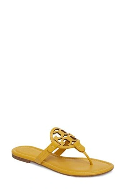 Tory Burch Miller Sandal Thong Logo Flat Leather Slide Dusty