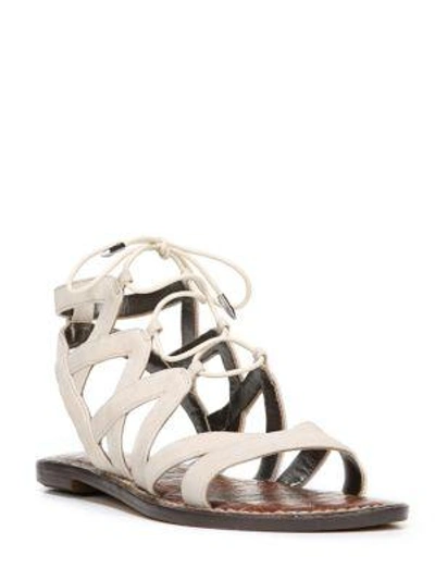 Shop Sam Edelman Gemma Leather Ghillie Lace Sandals In Ivory