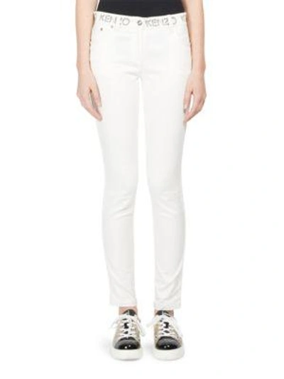 Shop Kenzo Logo Skinny Jeans In White