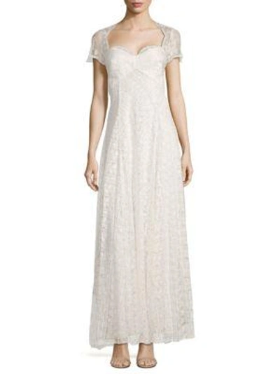 Shop Marchesa Notte Embroidered Cut-out Gown In Ivory