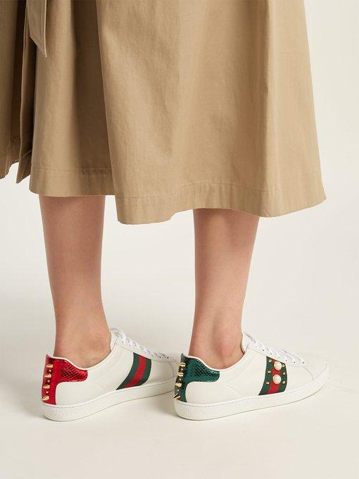 gucci ace sneakers with pearls