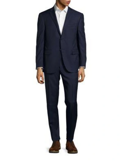 Shop Corneliani Pinstripe Regular-fit Virgin Wool & Cashmere-blend Suit In Navy