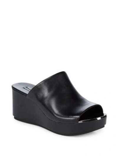 Shop Karl Lagerfeld Leather Wedge Sandals In Black