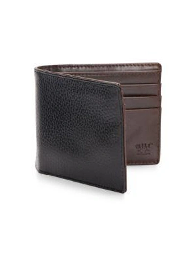 Shop Will Leather Goods Pebbled Leather Billfold Wallet In Black - Brown