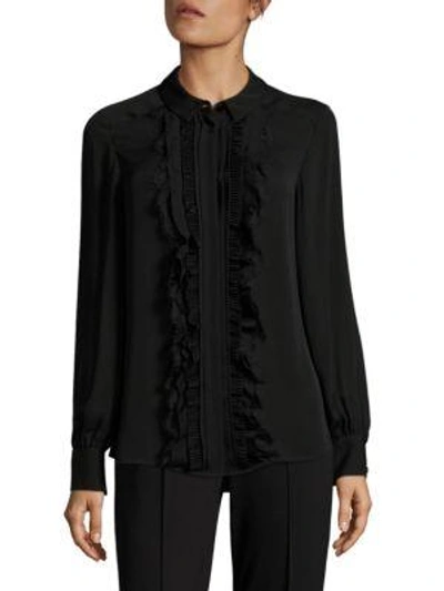 Shop Escada Silk Button-front Blouse In Black