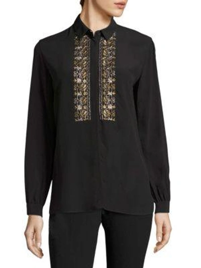 Shop Etro Silk Button-front Shirt In Black