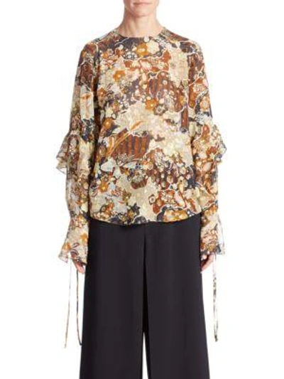 Shop Chloé Deco Cloud-print Blouse In Brown Multi