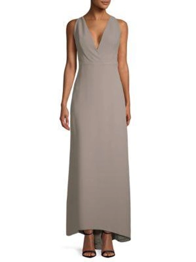 Shop Valentino V-neck Silk Floor-length Dress In Grey