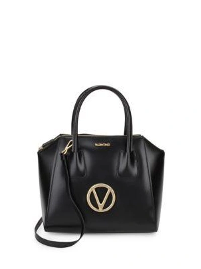 Shop Valentino By Mario Valentino Minimi Leather Top Handle Bag In Black