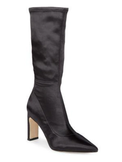 Shop Sigerson Morrison Satin Mid-calf Boots In Black