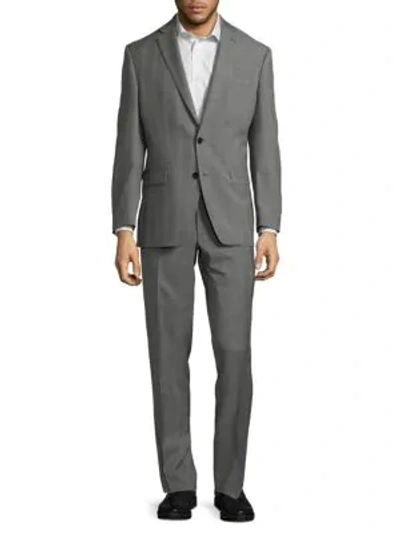 Shop Calvin Klein Ultraflex-fit Windowpane Wool Suit In Light Grey