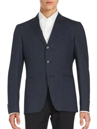 Shop John Varvatos Austin Fit Check Linen & Wool-blend Sportcoat In Steel Blue