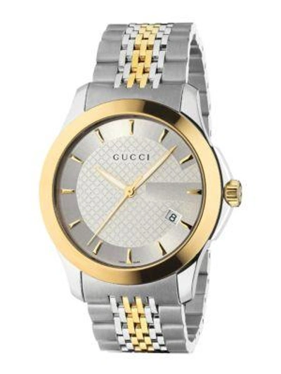 Shop Gucci G-timeless Collection Watch/stainless Steel & Gold Pvd In Silver