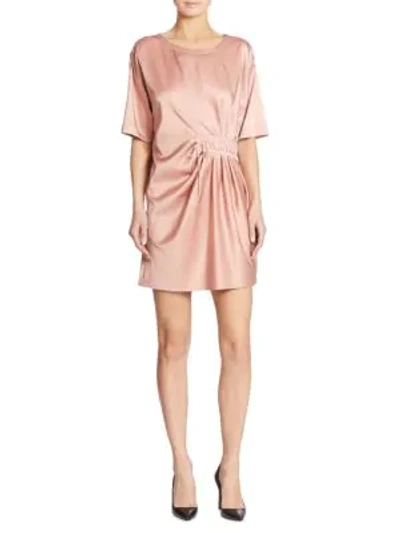 Shop Moschino Silk Lace-up Dress In Light Pink