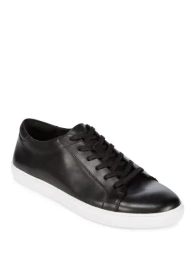 Shop Kenneth Cole Kam Leather Low Top Sneakers In Black